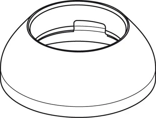 Abdeckkappe von Ideal Standard, mit gewölbter Form und Innenverankerung. Sie dient zur Abdeckung von Anschlüssen oder Öffnungen.
